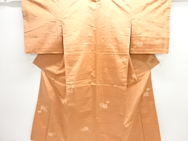 JAPANESE KIMONO / FUSHI TSUMUGI / WOVEN MAPLE LEAVES